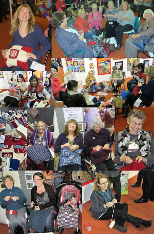 Shoppers helped to knit and crochet cushions